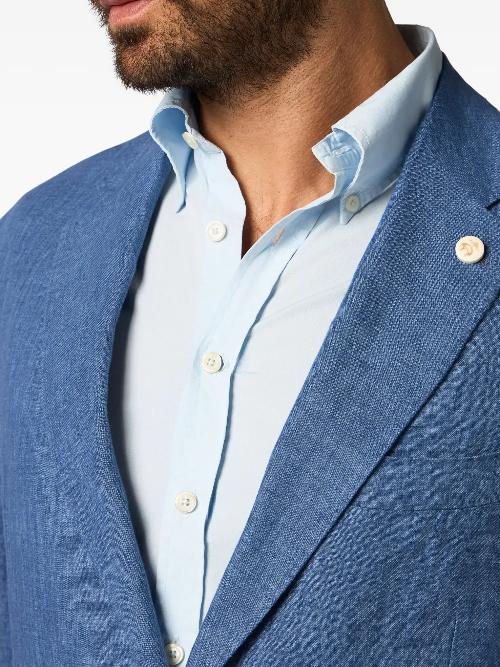 Brooks Brothers Linnen blazer met enkele rij knopen Blauw
