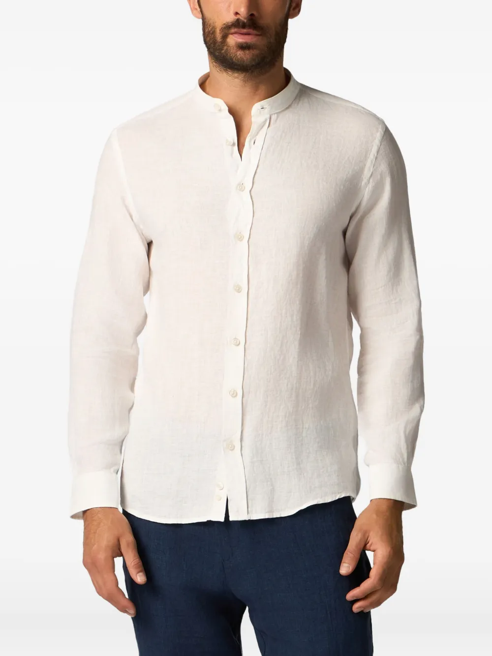 Brooks Brothers Linnen overhemd met opstaande kraag Beige