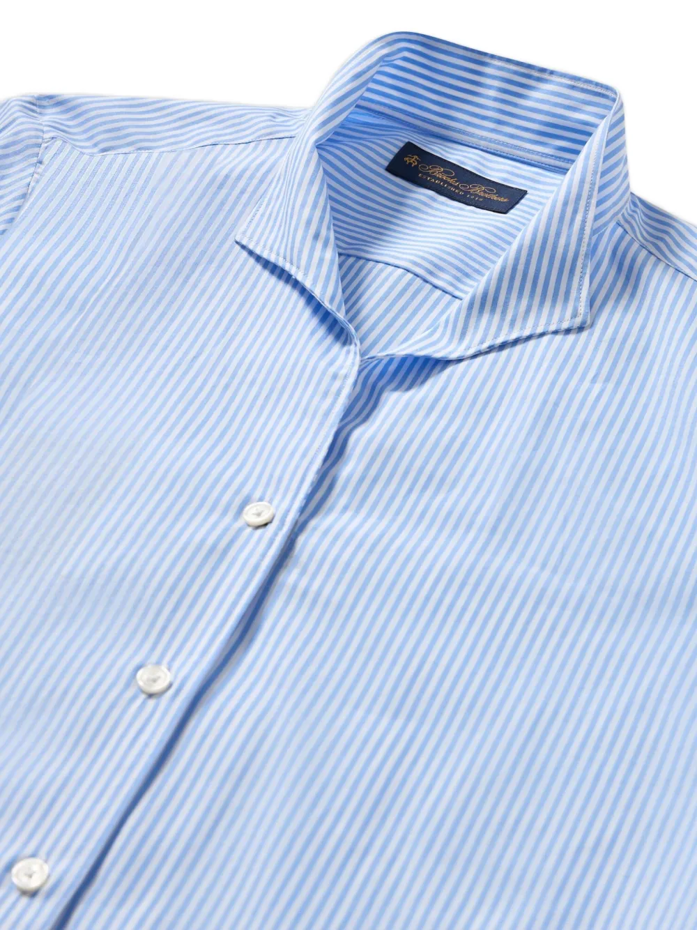 Brooks Brothers Gestreepte blouse met opstaande kraag - Blauw