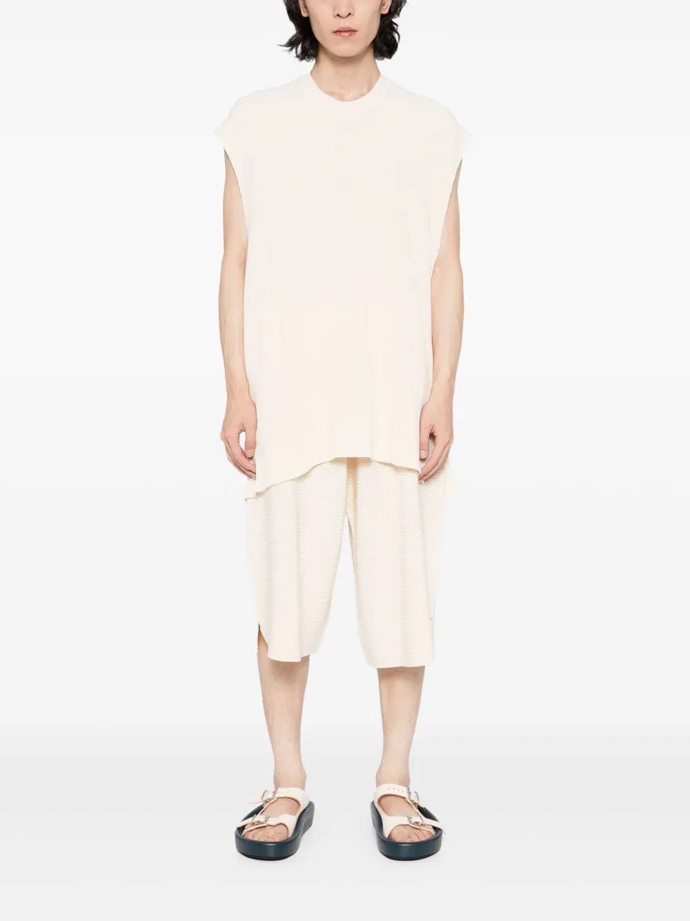 Homme Plissé Issey Miyake Straight gedraaid katoenen gilet - Beige