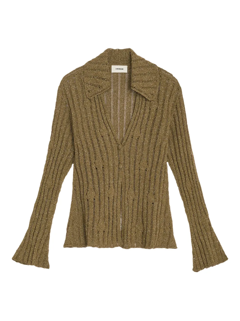 A Paper Kid cardigan en maille nervurée | vert | Image 1
