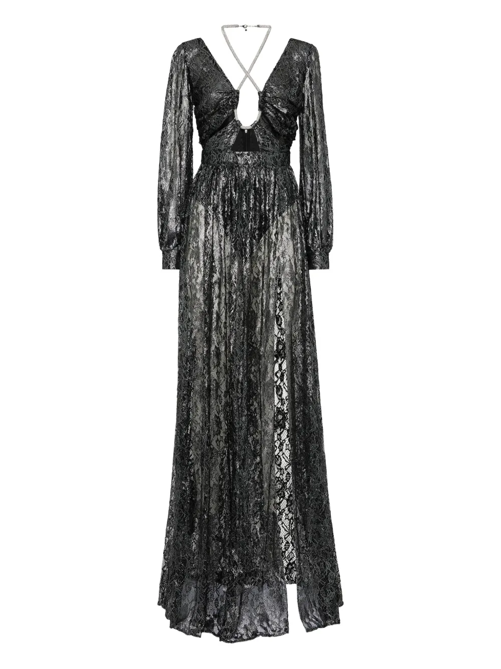 Philipp Plein Kanten maxi-jurk met kristallen Zwart