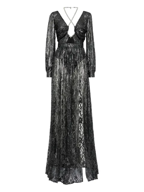 Philipp Plein crystal lace maxi dress