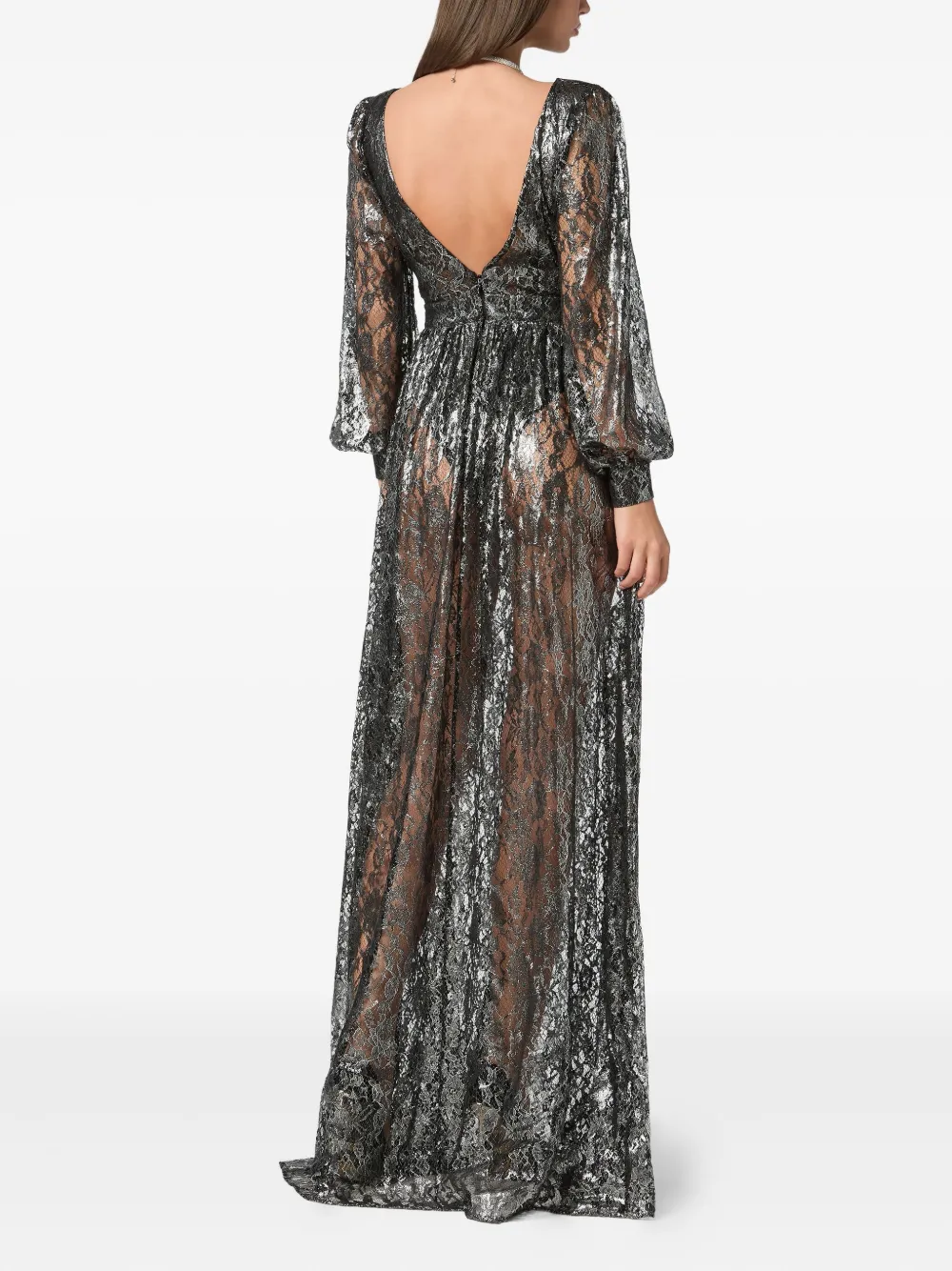 PHILIPP PLEIN CRYSTAL LACE MAXI DRESS 