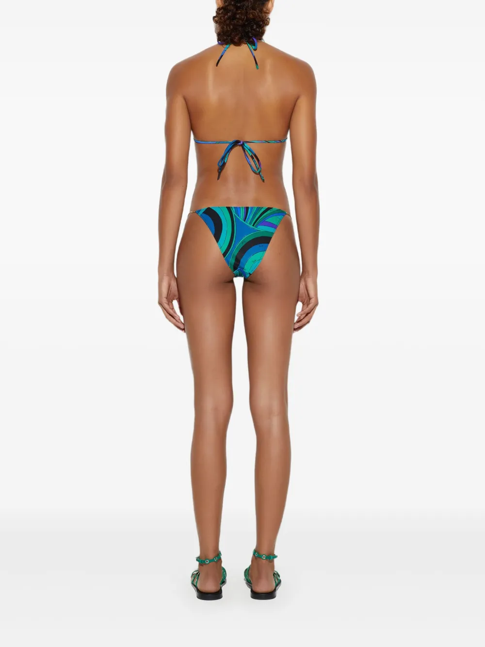 PUCCI Gestreepte triangel bikinislip Groen