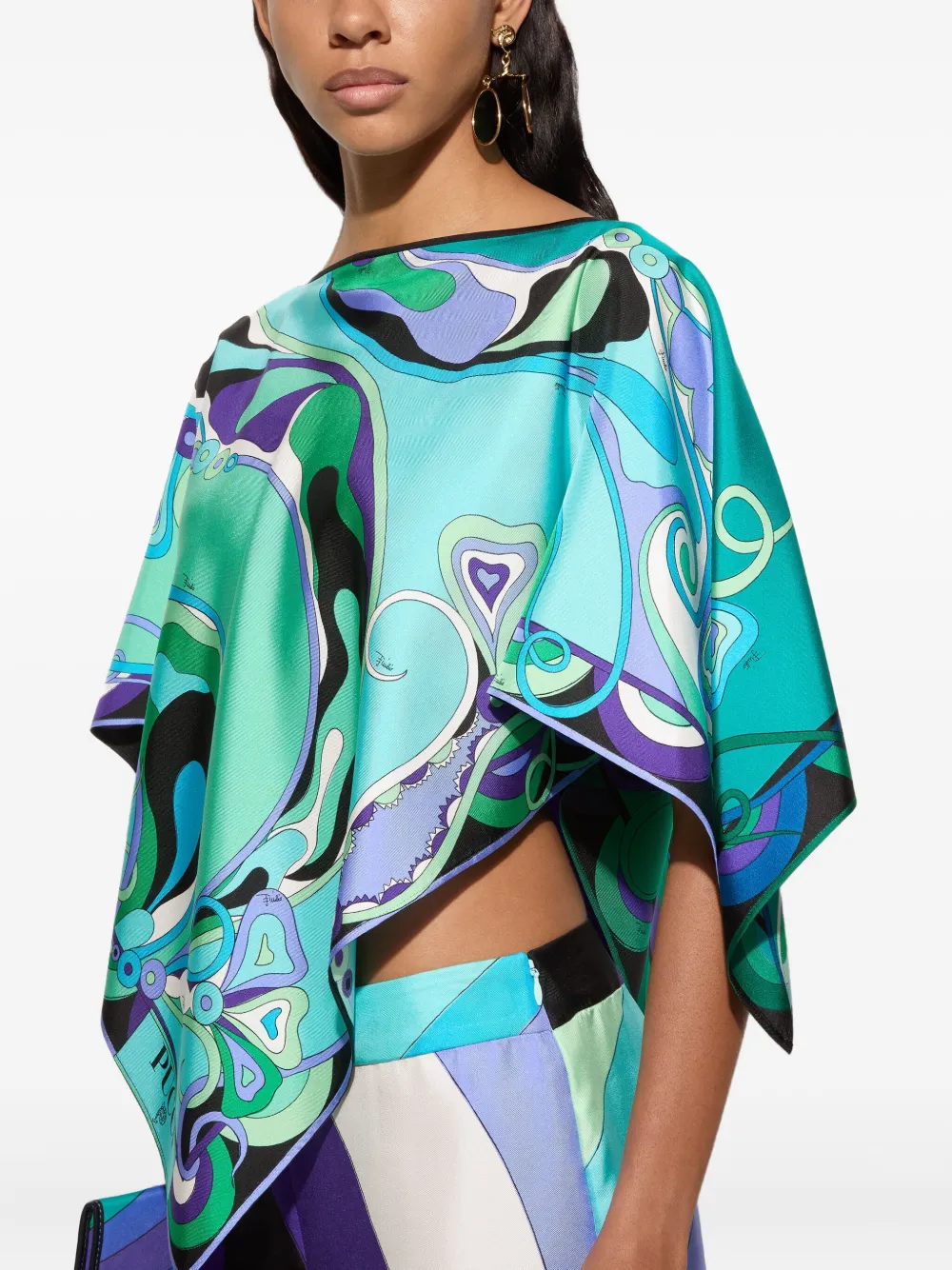 PUCCI Poncho met abstracte print Groen