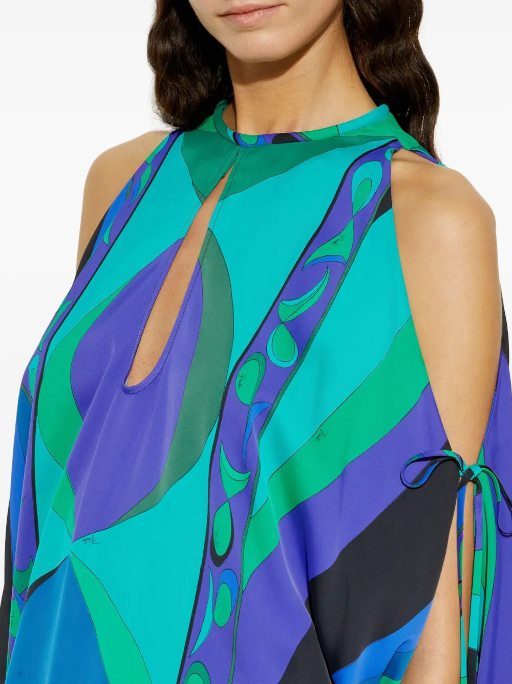 Pucci Pesci Print Maxi Kaftan In Blue