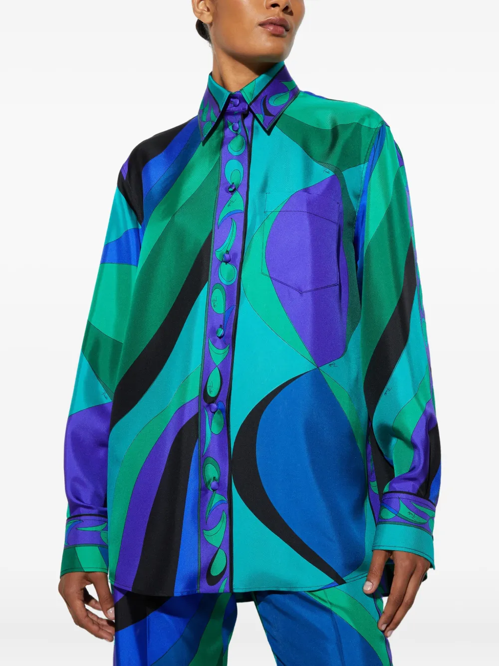 PUCCI Blouse met abstracte print Groen