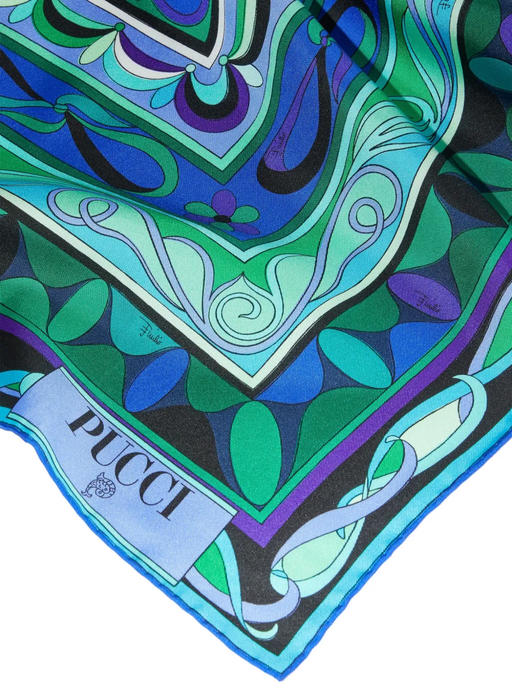 PUCCI Zijden sjaal met geometrische print Groen