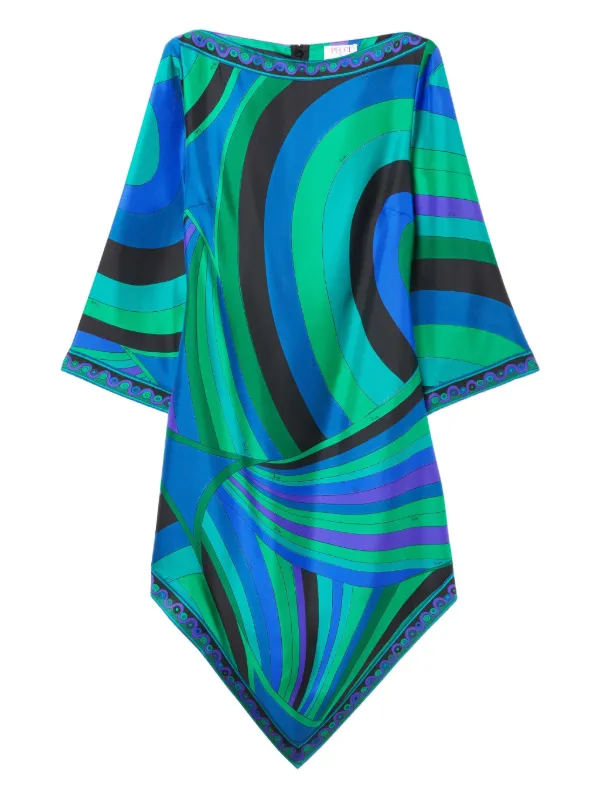 Pucci - Iride Print Silk Dress - Size: 40 - Emerald - In Silk - Marmo Collection