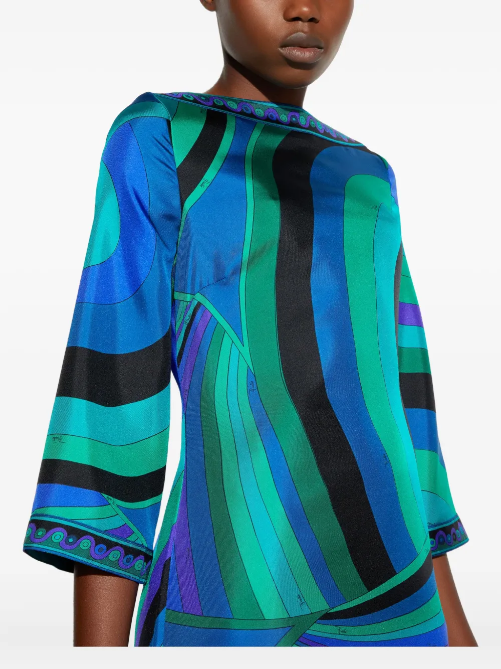 Shop Pucci Iride-print Tunic Dress In Green