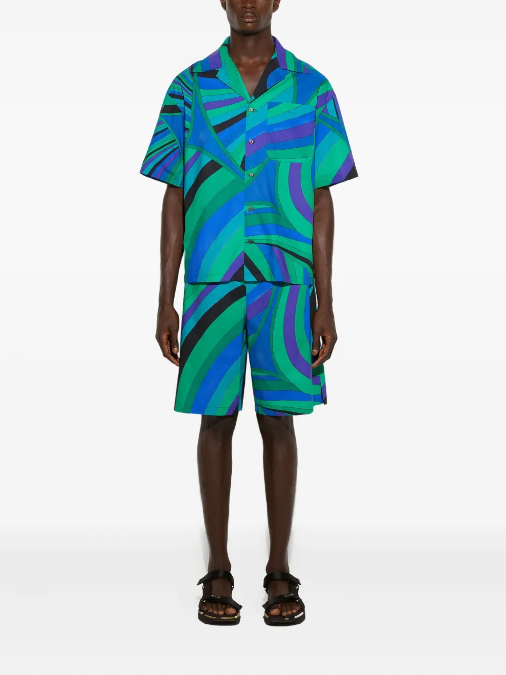 Pucci Iride-print Shorts In Blue