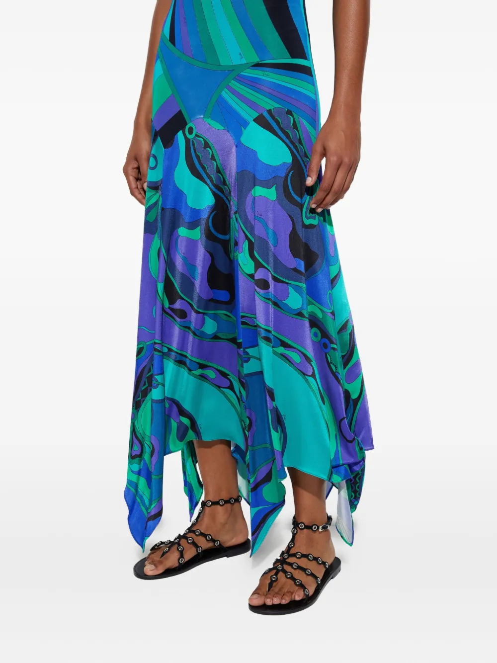 PUCCI Maxi-jurk met asymmetrische afwerking Blauw