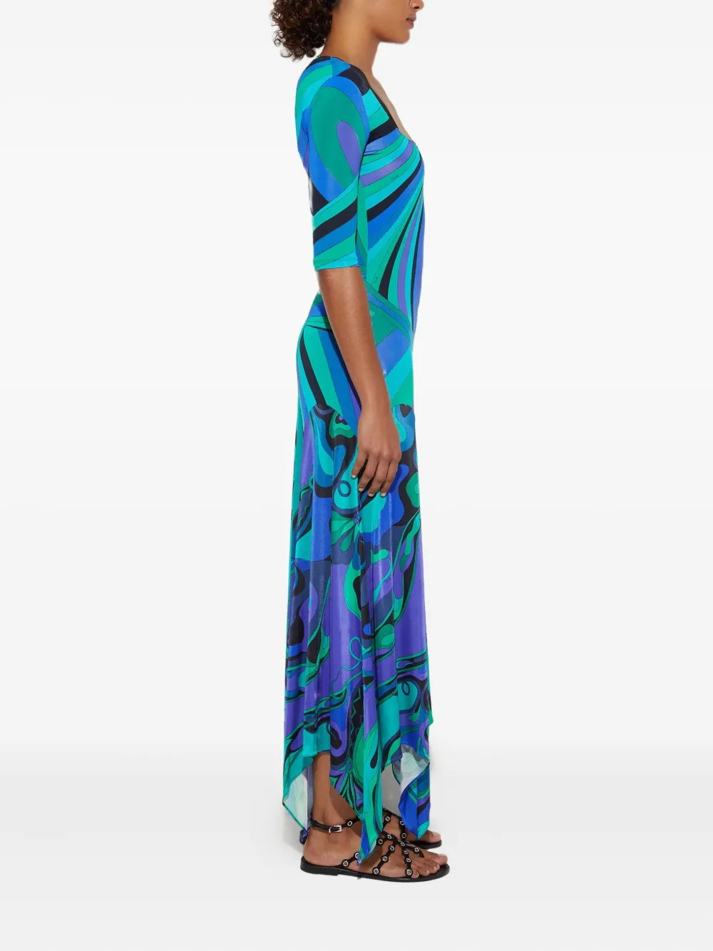 PUCCI Maxi-jurk met asymmetrische afwerking Blauw