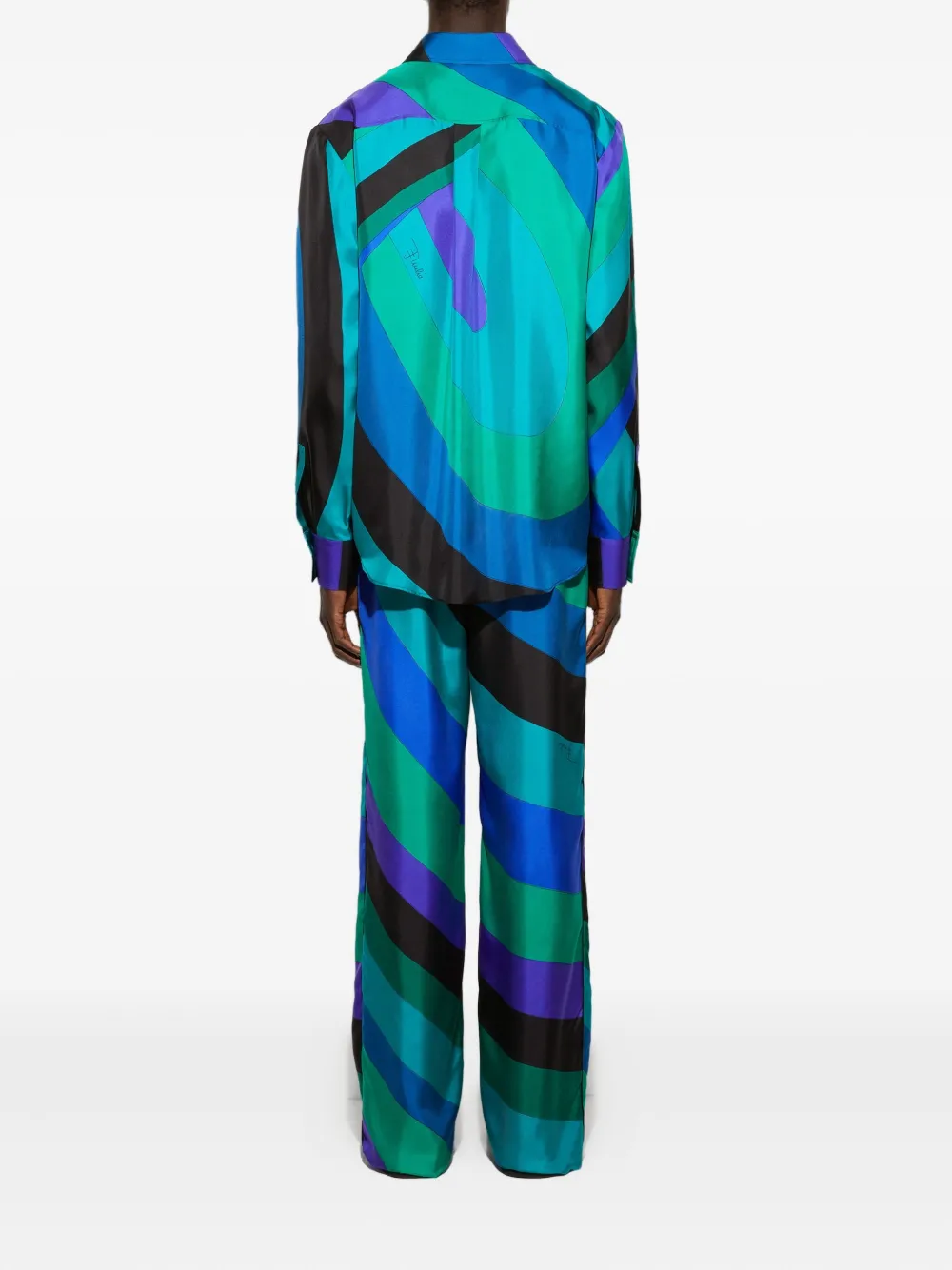 PUCCI Broek met wijde pijpen en Iride-print Blauw