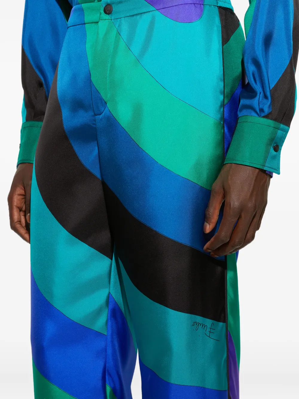 PUCCI Broek met wijde pijpen en Iride-print Blauw