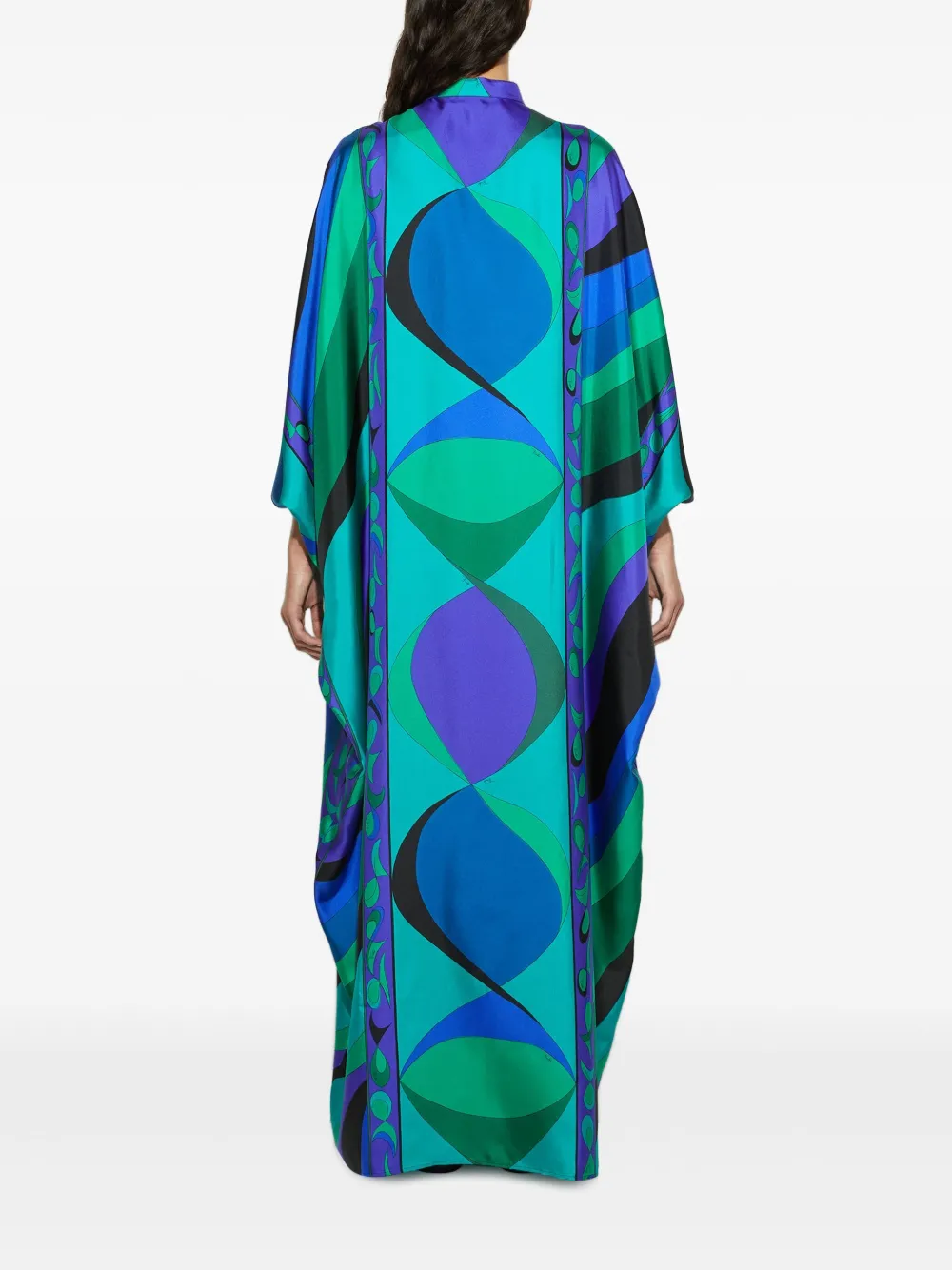 Pucci Pesci Print Maxi Kaftan In Green