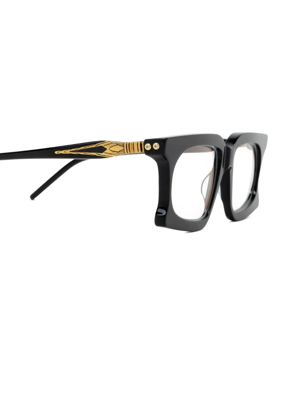 Kuboraum D73 bril met geometrisch gouden detail Zwart