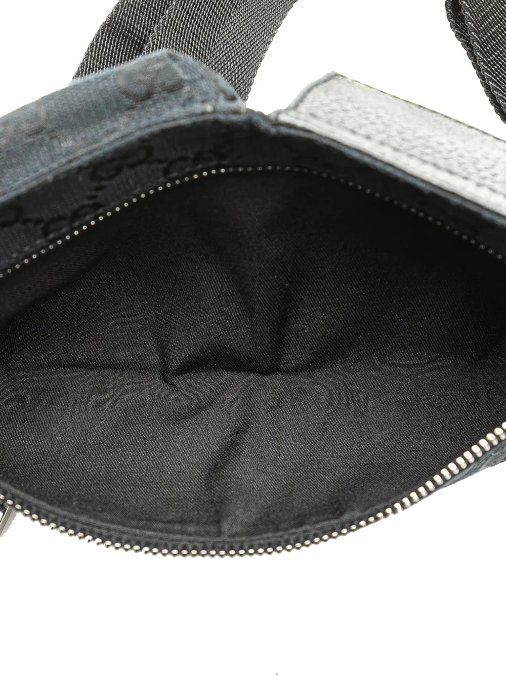 Pre-owned Gucci 2000-2015 Gg Canvas Double Pocket Belt Bag In Black