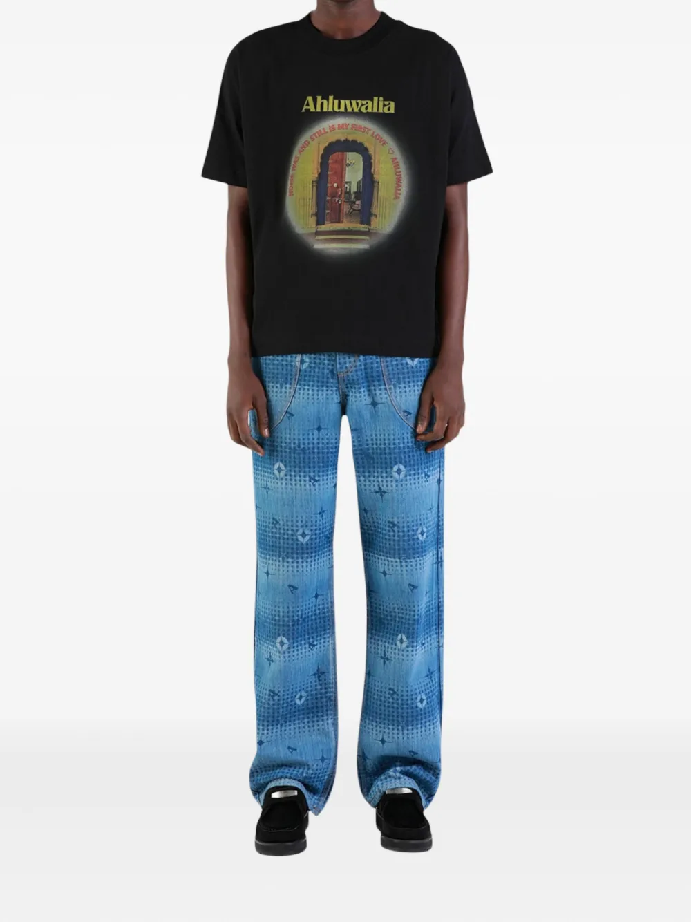 Ahluwalia Jeans met print - Blauw
