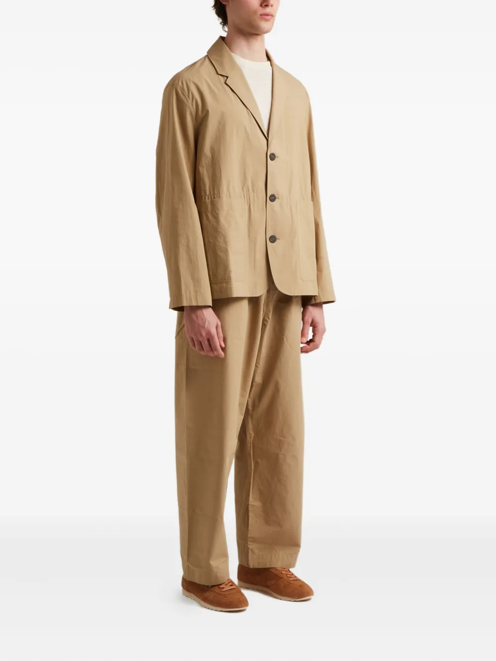 Studio Nicholson three-button patch-pocket jacket Beige