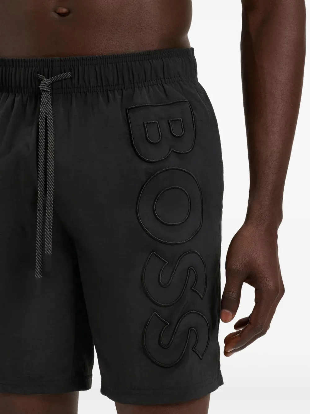 BOSS Zwembroek met logo-reliëf Zwart