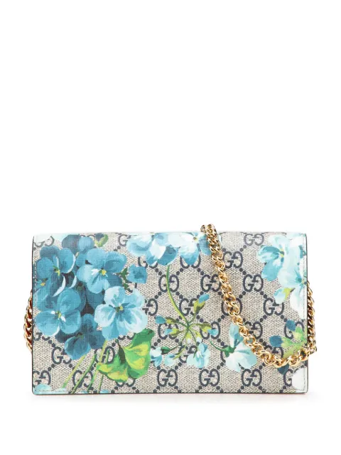 Gucci Pre-Owned bolsa crossbody GG Supreme Blooms Wallet on Chain 2016-2024