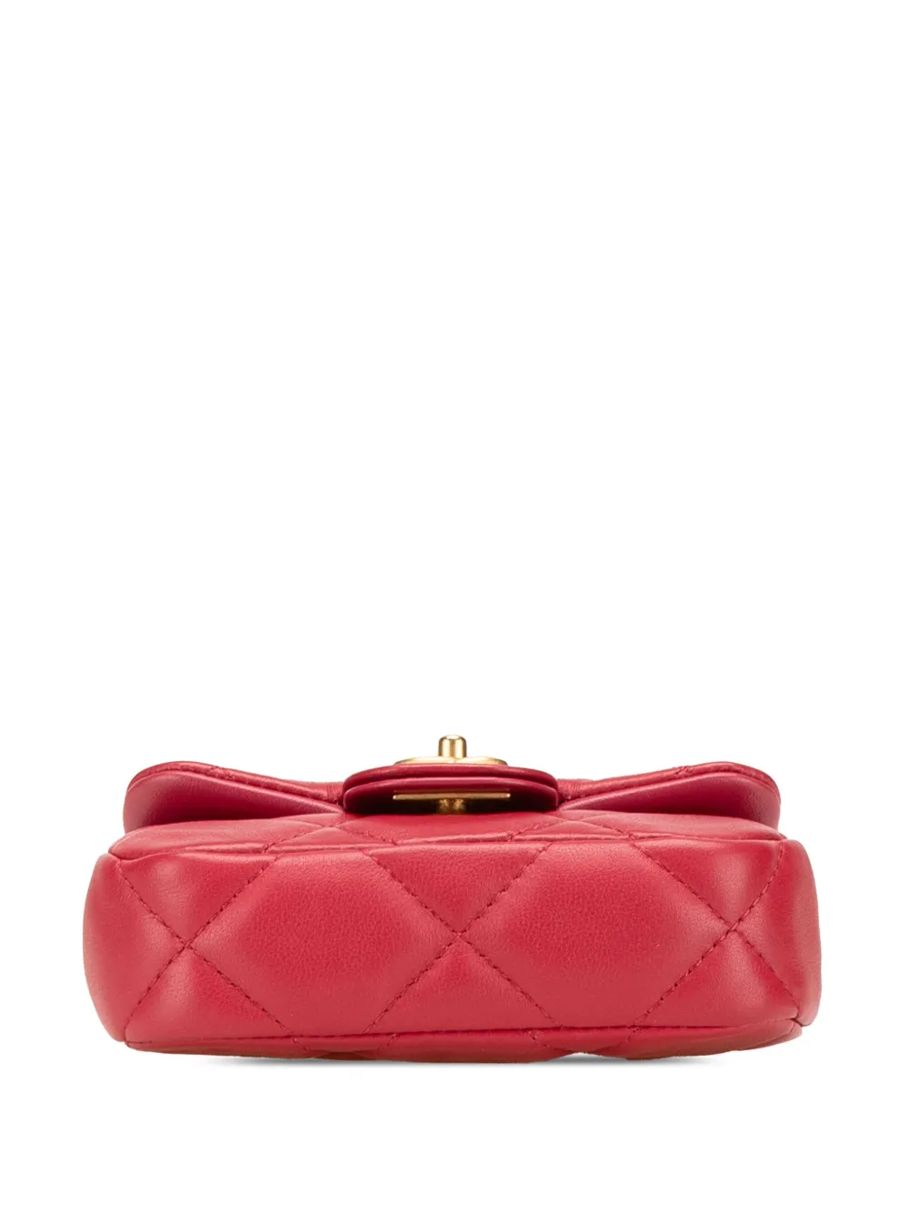 Pre-owned Chanel 2021 Quilted Calfskin Lady Card Holder With Chain Top Handle Bag Satchel In Red