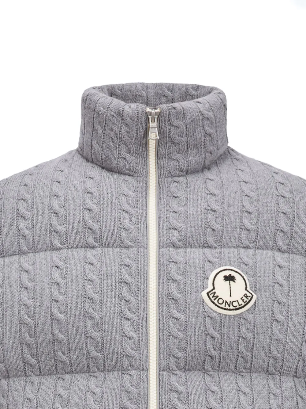 Palm Angels x Moncler Austru kabelgebreid gewatteerd jack Groen