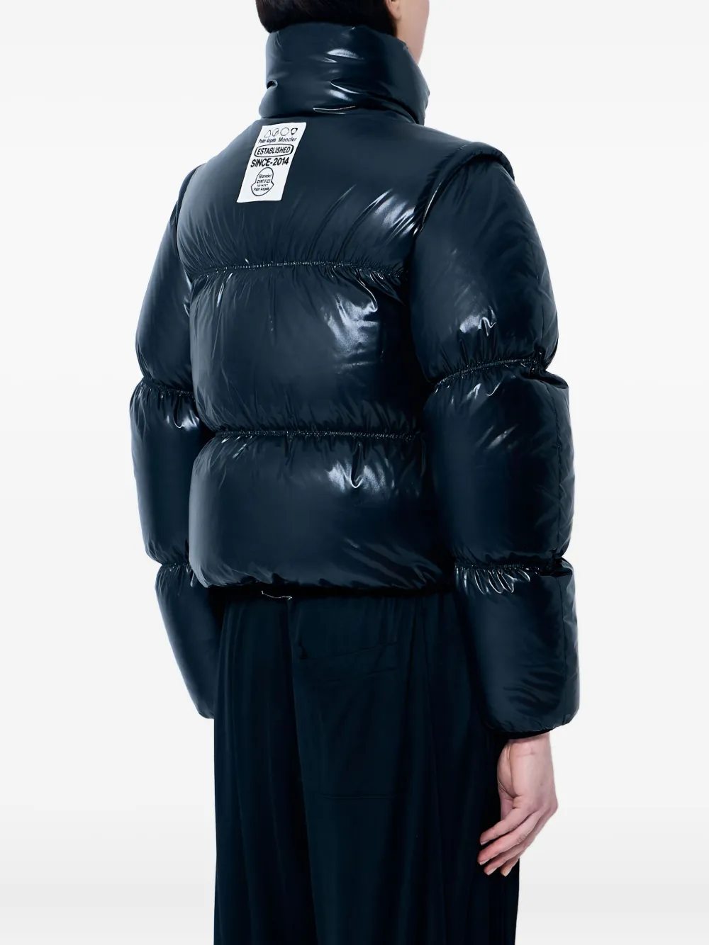 Palm Angels x Moncler logo-patch down jacket Zwart