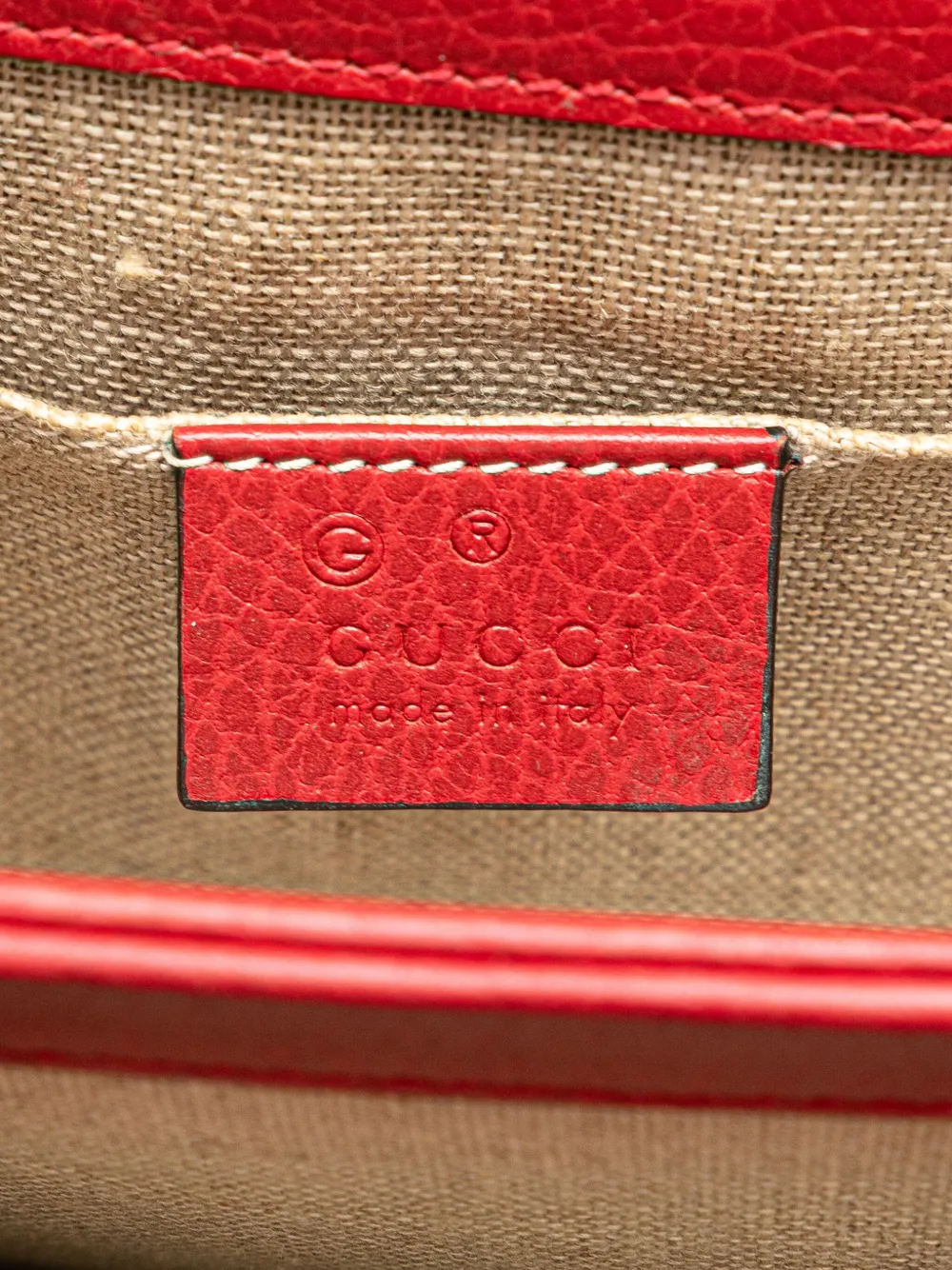 Pre-owned Gucci 2016-present Small Dollar Calfskin Interlocking G Crossbody Bag In Red