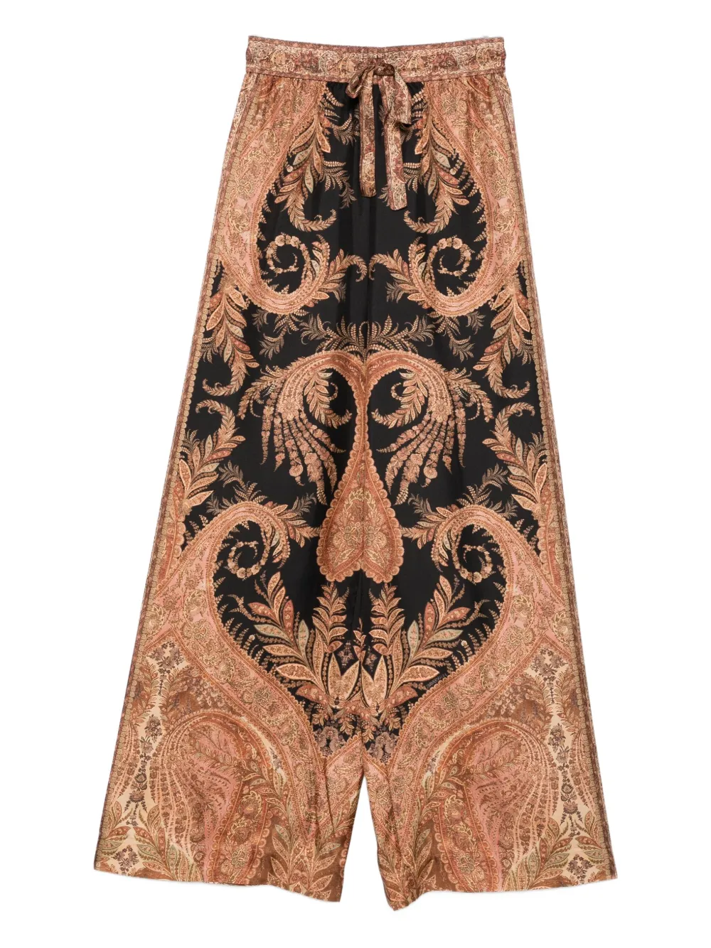 Zimmermann Multicolor Pants With Belt And All-over Paisley Motif In Silk Woman In Brown