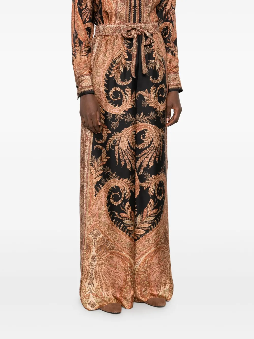ZIMMERMANN Paisley-print Drawstring Trousers in Black, view 3