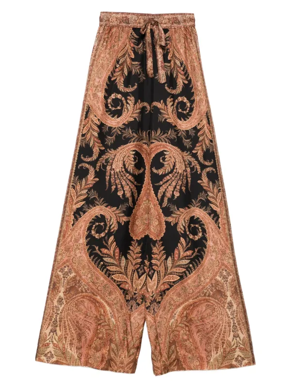 Zimmermann Paisley-print Drawstring Trousers in Black