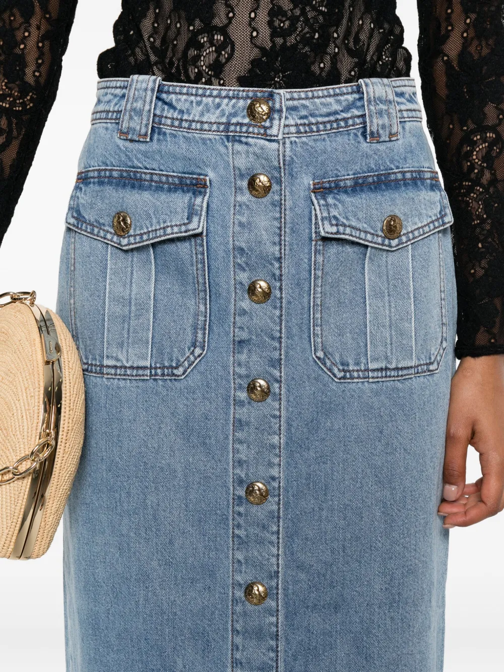 Zimmermann Button-front Flap-pocket Skirt In Blue