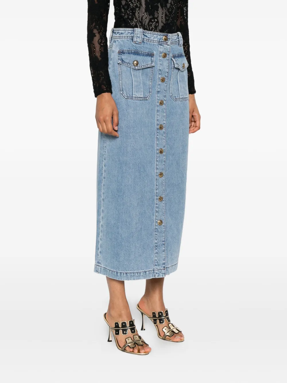 Zimmermann Button-front Flap-pocket Skirt In Blue