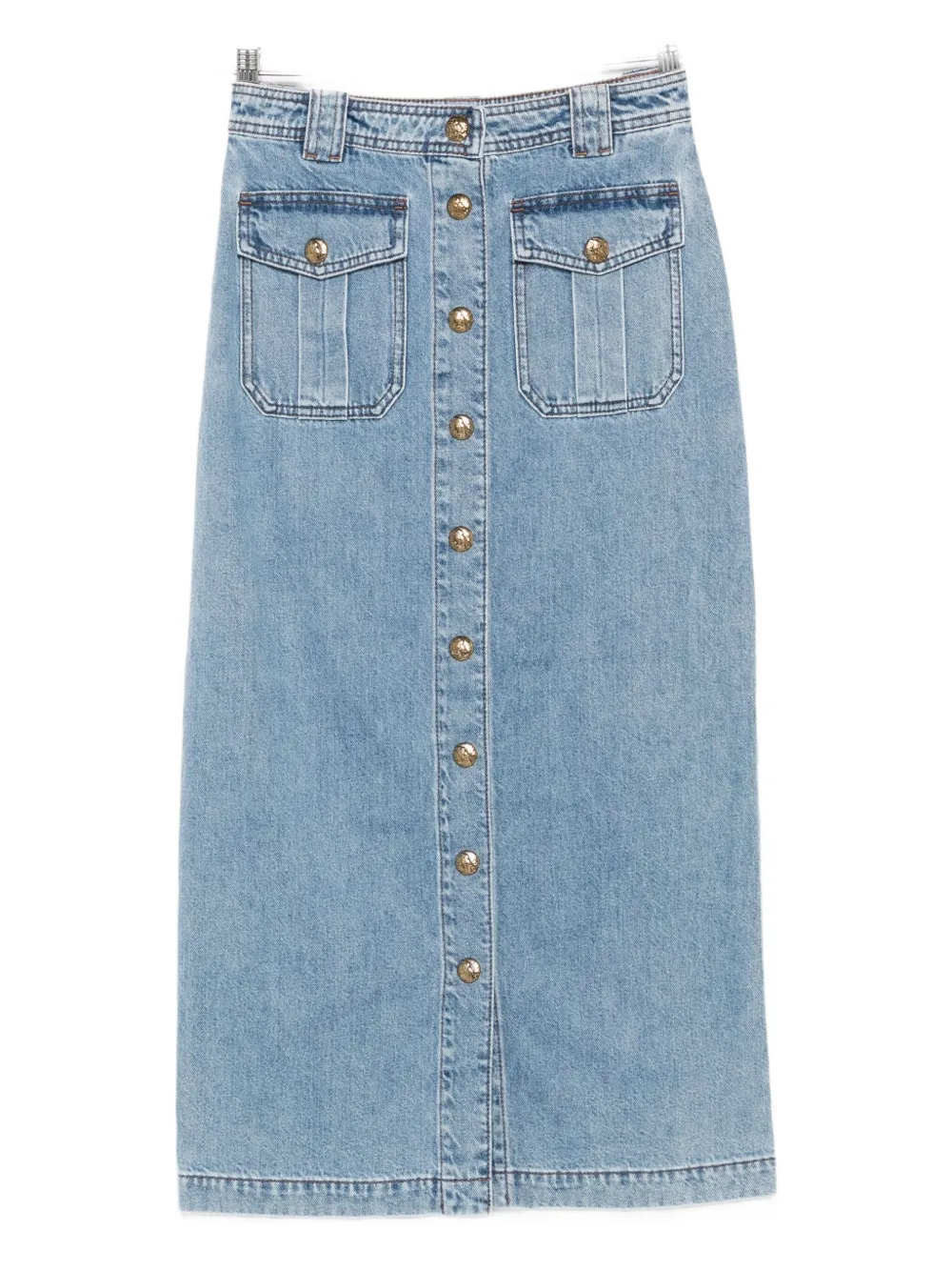 Zimmermann Button-front Flap-pocket Skirt In Blue