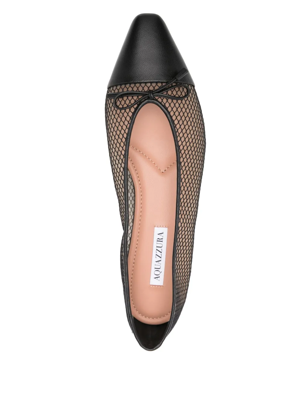 Aquazzura Gioia Mesh Net Cap-toe Ballerina Flats In Black