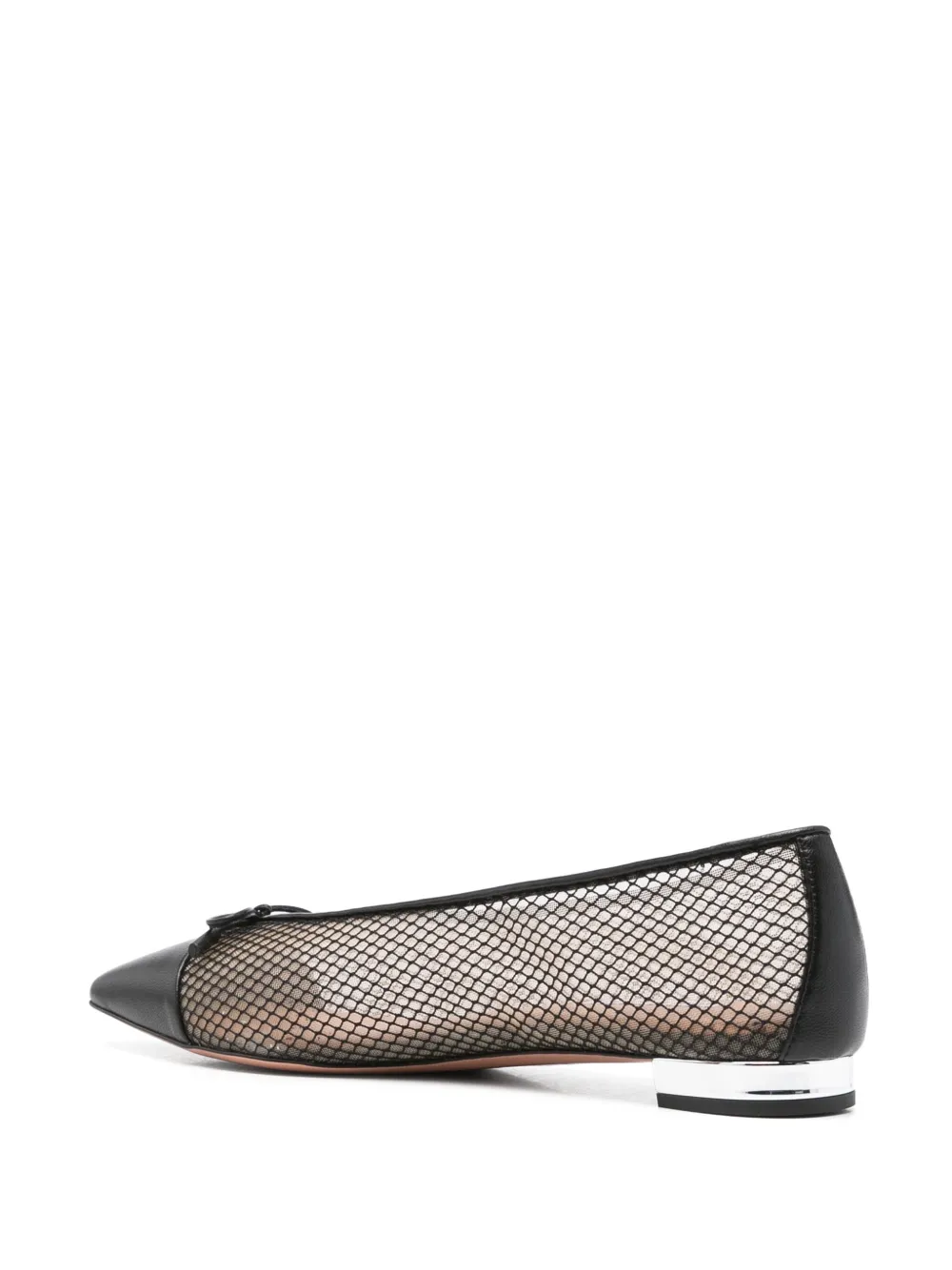 Aquazzura Gioia Mesh Net Cap-toe Ballerina Flats In Black