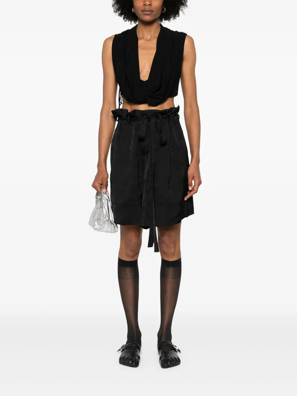 Ann Demeulemeester Shorts met jacquard Zwart