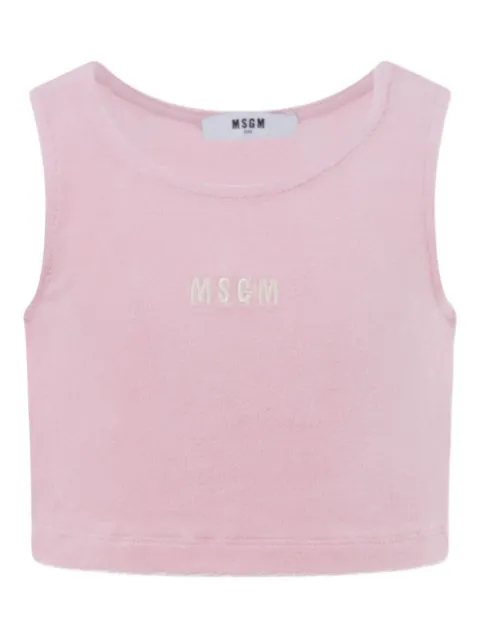 MSGM Kids logo-embroidered cropped tank top