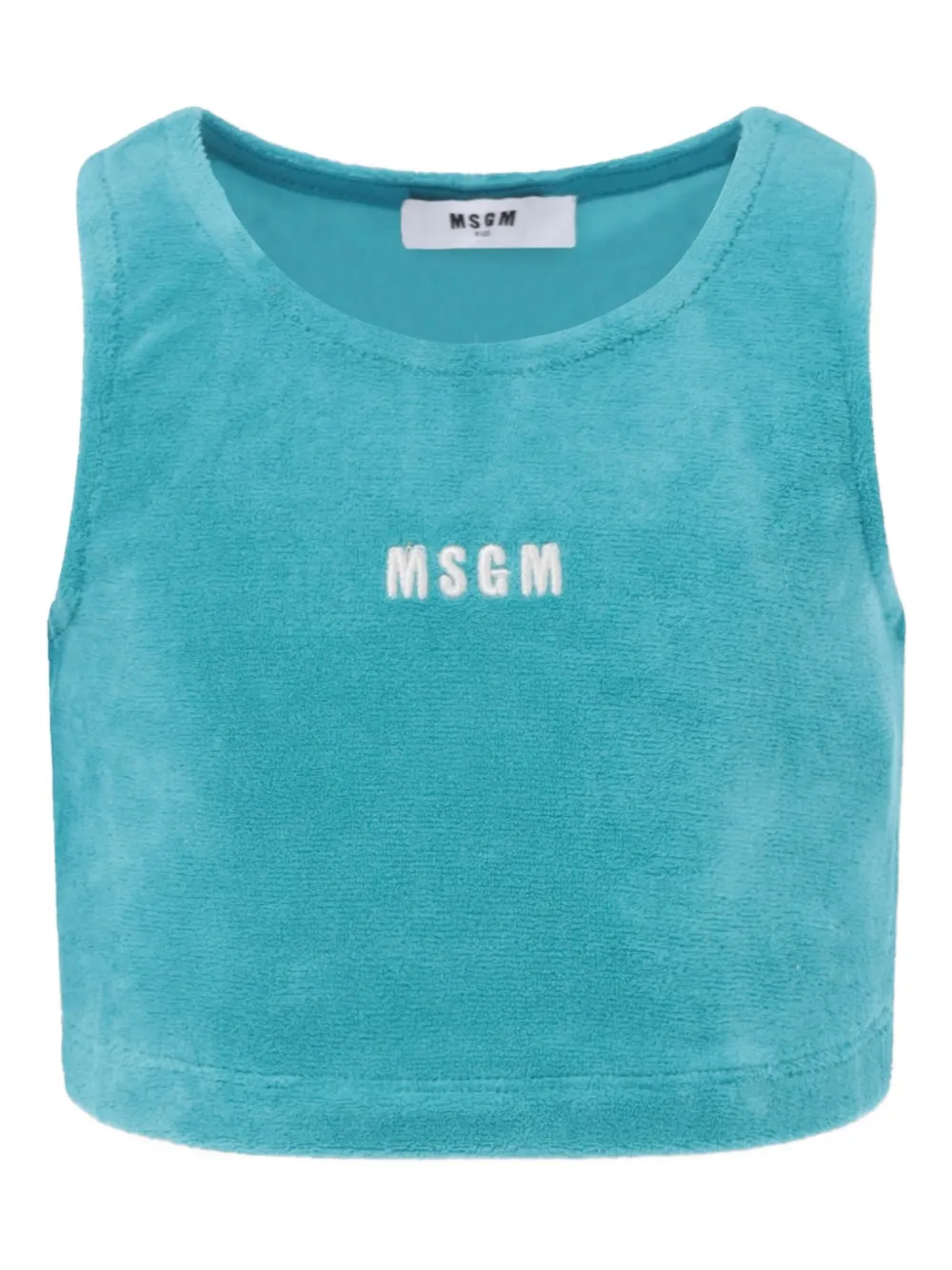 MSGM Kids Cropped tanktop met geborduurd logo Blauw
