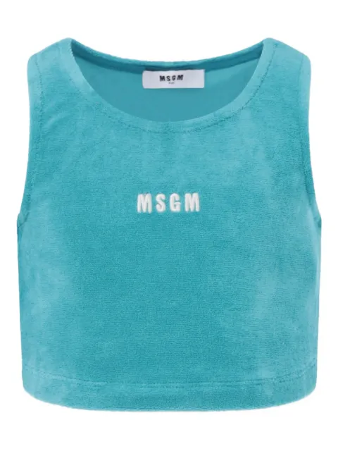 MSGM Kids top corto con logo bordado