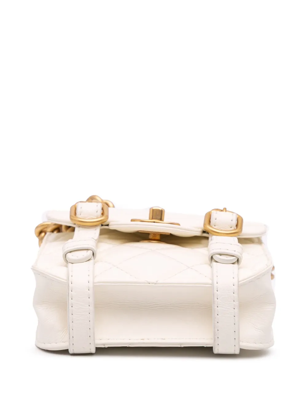 Pre-owned Chanel 2021-2024 Mini Aged Calfskin City School Flap Satchel In White