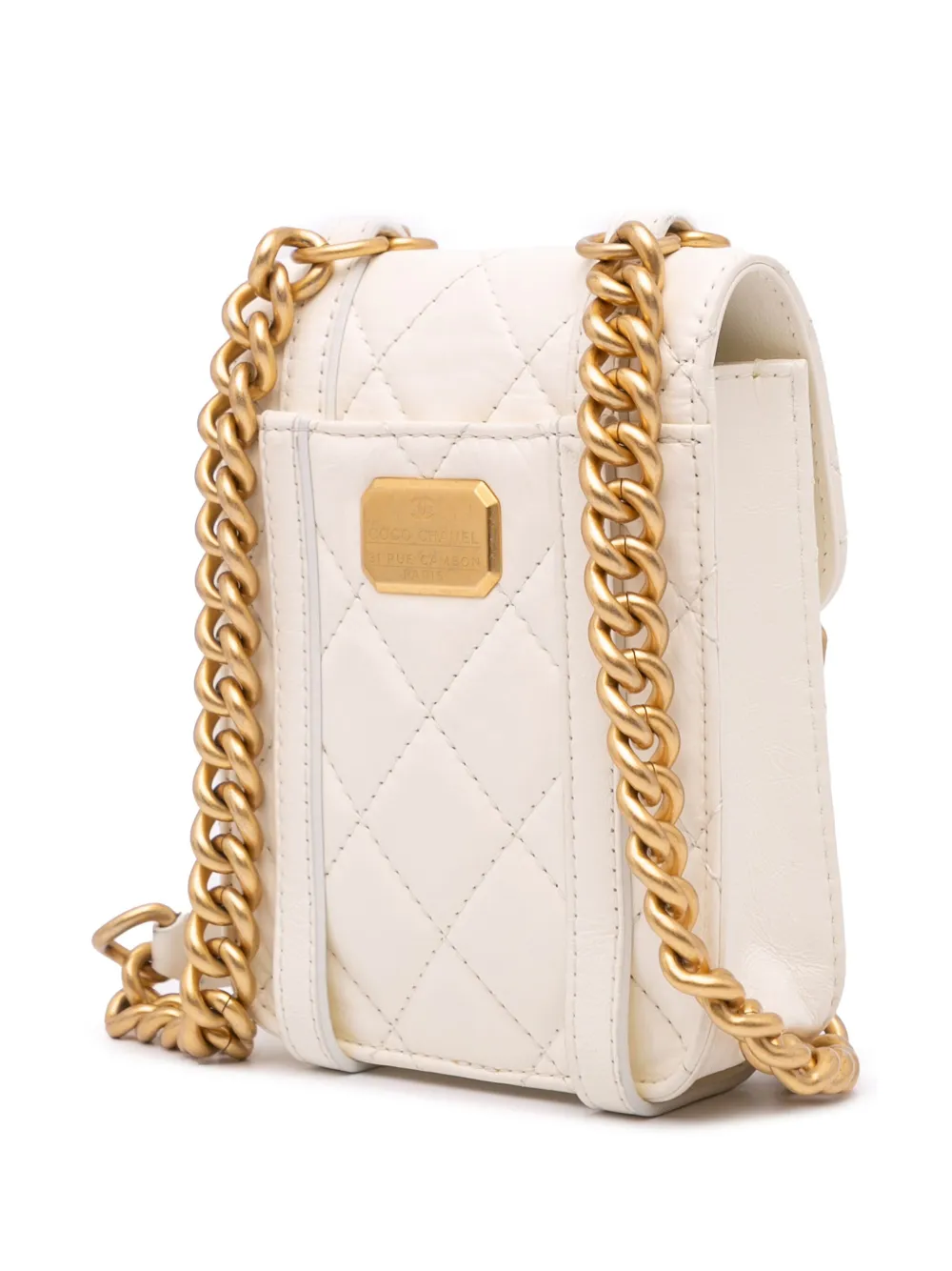 Pre-owned Chanel 2021-2024 Mini Aged Calfskin City School Flap Satchel In White