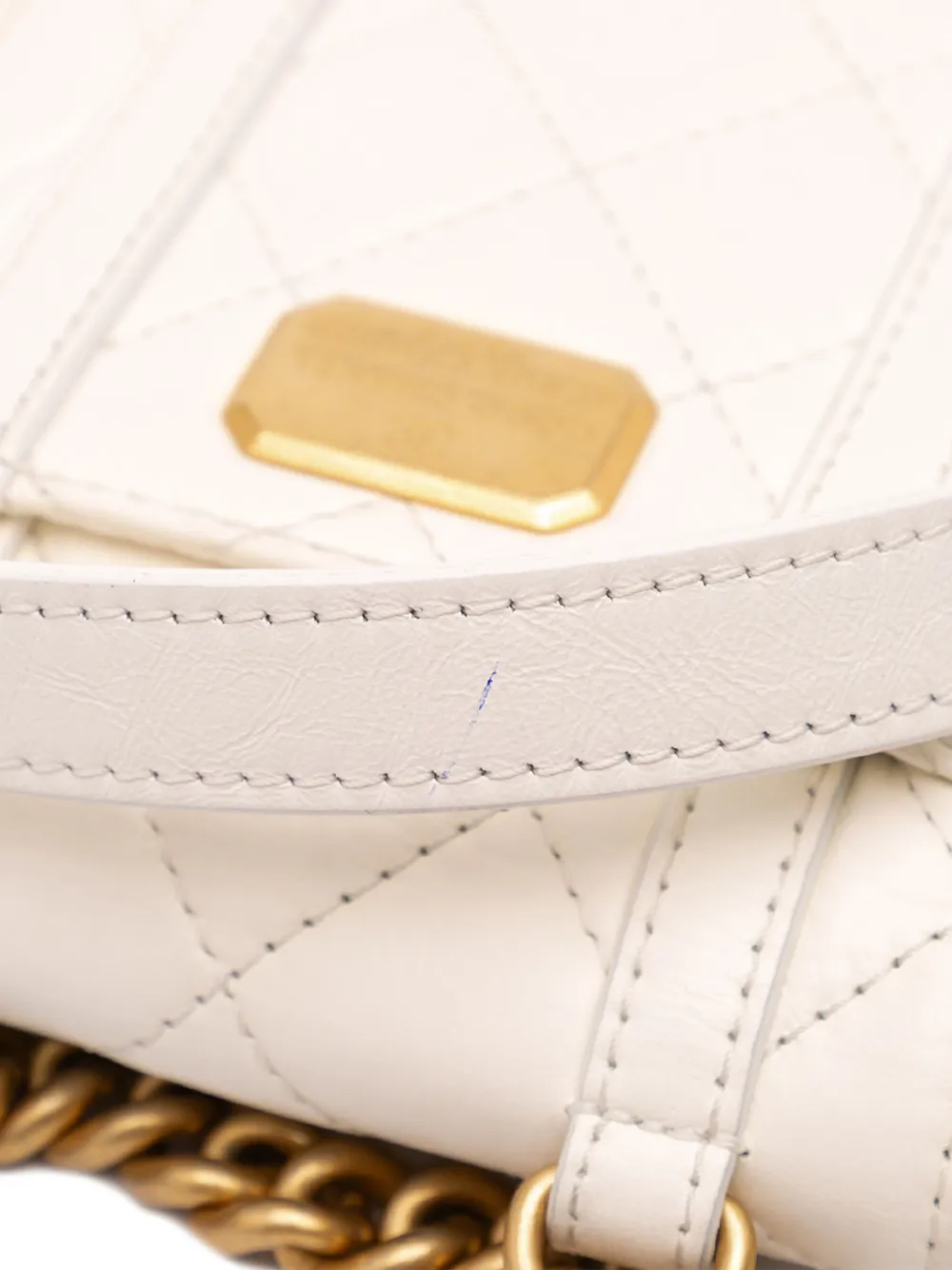 Pre-owned Chanel 2021-2024 Mini Aged Calfskin City School Flap Satchel In White