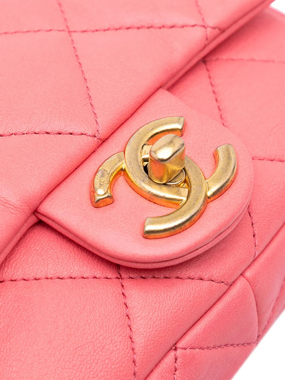 Pre-owned Chanel 2021-2024 Mini Quilted Lambskin Funky Town Flap Shoulder Bag In Pink