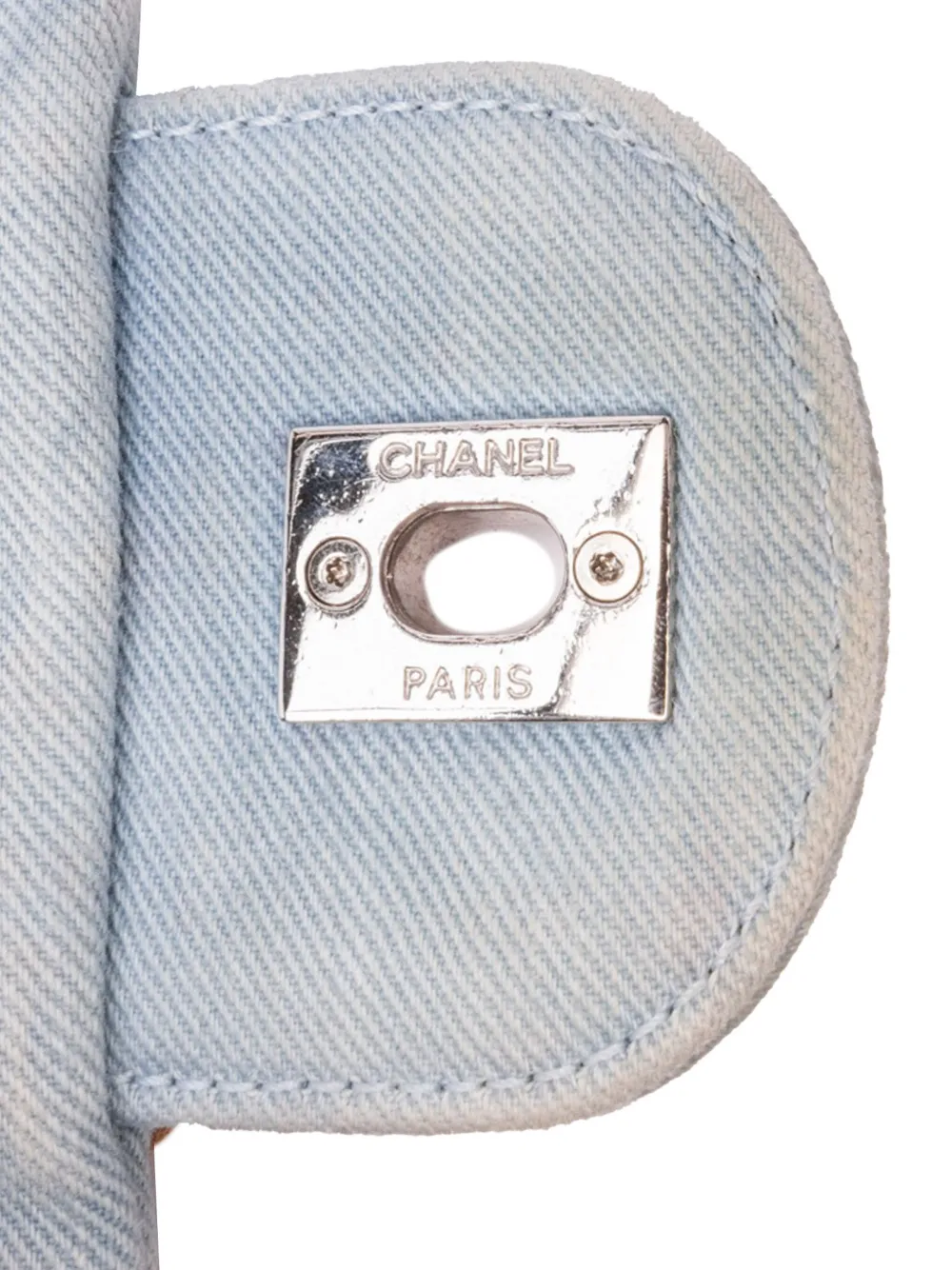 Pre-owned Chanel 2010-2011 Jumbo Denim Canebiers Net Flap Shoulder Bag In Blue