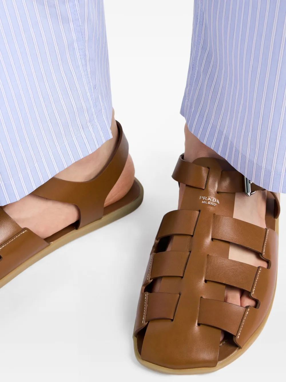 Prada Leather Sandals | Brown | FARFETCH