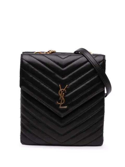 Saint Laurent Pre-Owned bolsa crossbody Double Flap de piel de cordero en chevron con monograma 2021
